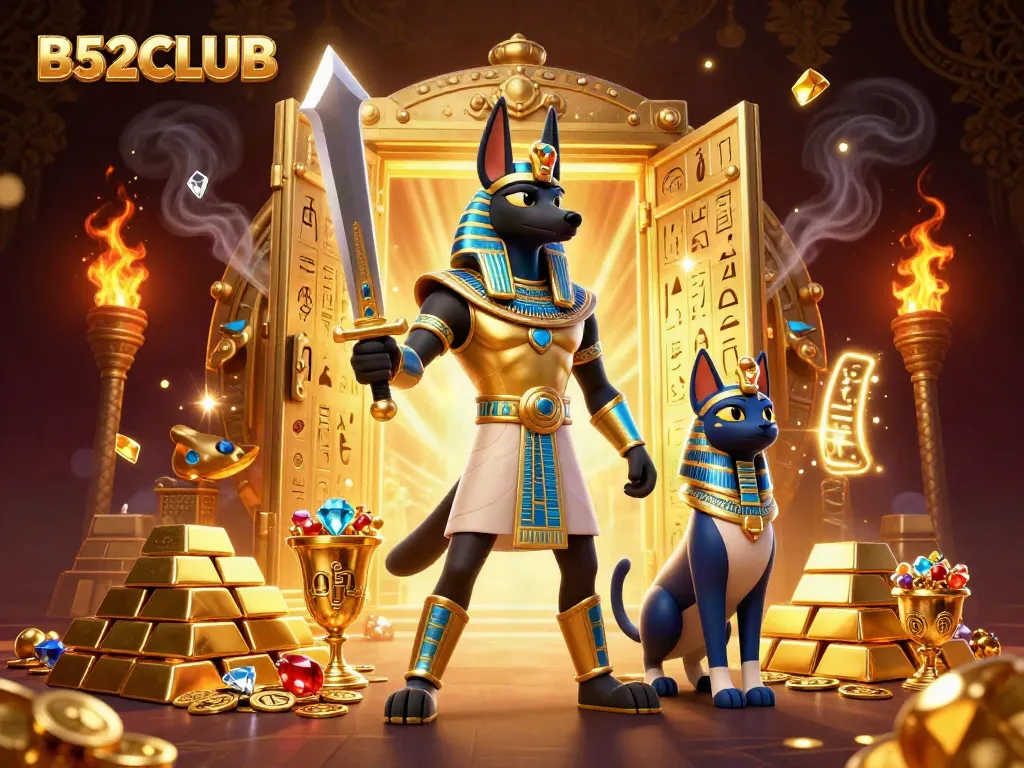 B52CLUB brings thrilling gaming with ancient Egyptian warriors guarding treasure.